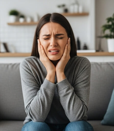 Women image in tooth pain - Emergency dentist Harpenden